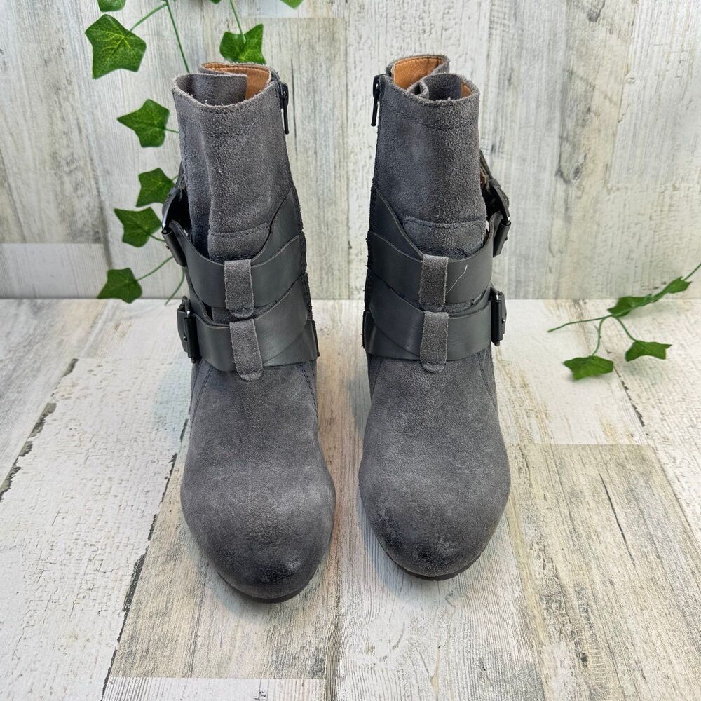 Naya Fisher boots grey suede leather boots with strappy buckle detail size 8.5M - Picture 2 of 7